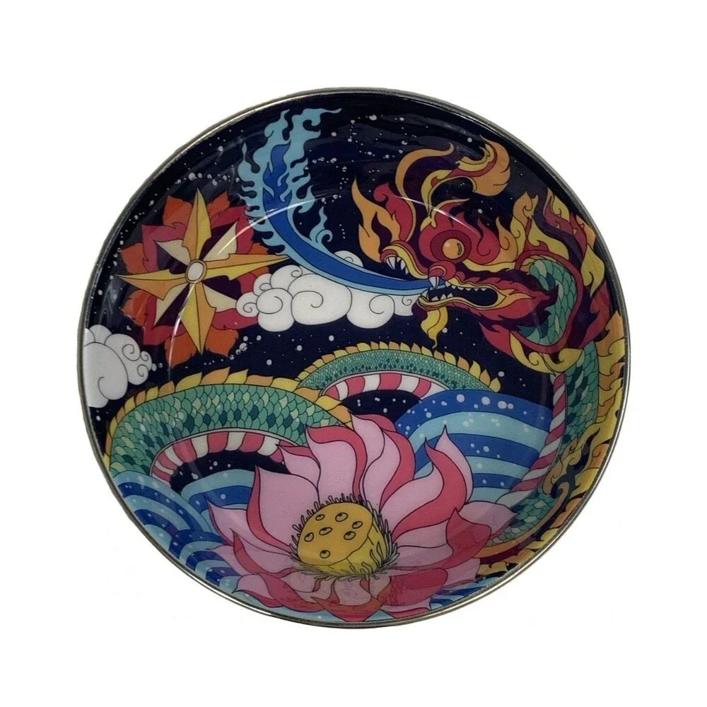 Komodo Dragon Reptile Tatoo Art Paint Ornament Pet Cat Bowl 6 Inch Indian NEW